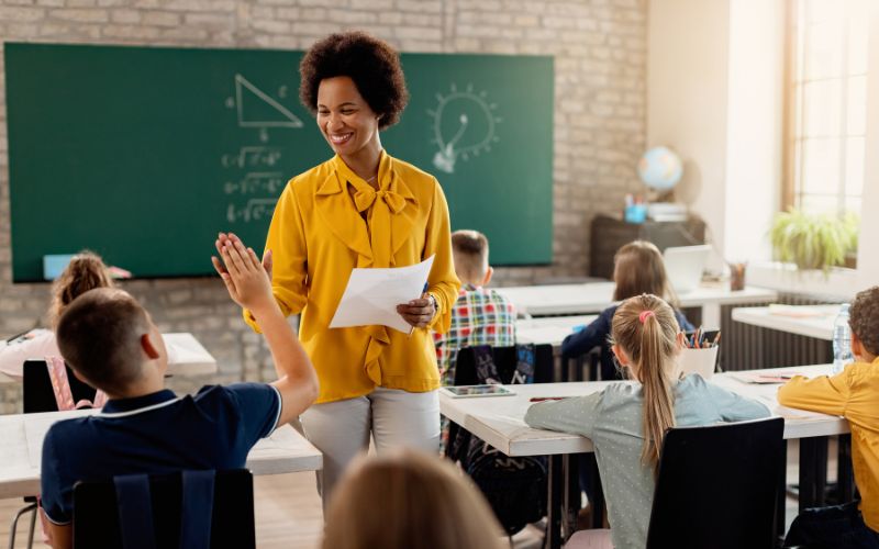 students engaging with the teacher