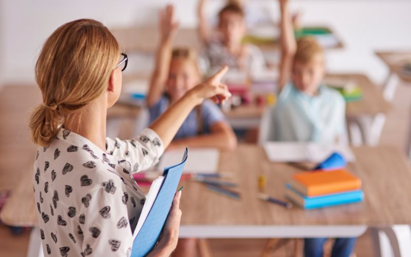 Students engaging with the teacher
