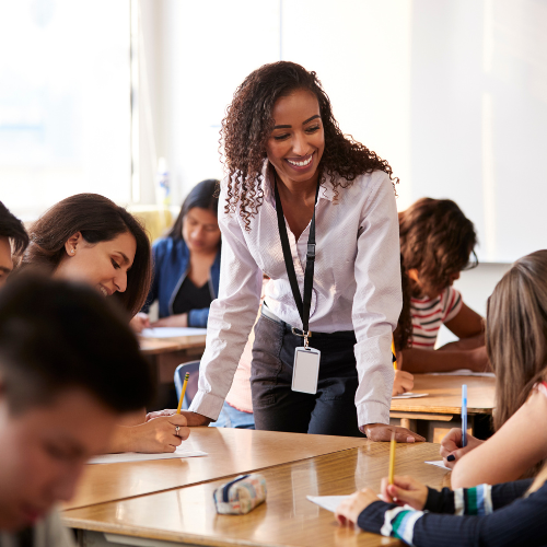 Teacher with students