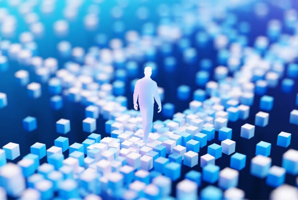 abstract concept art of a student facing paths of new opportunities being built before him